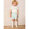 Wimbledon Stripe Hand Smocked Peter Pan Collar Two Piece Set, Green - Mixed Apparel Set - 4