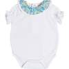 Leontyne Floral Ruffle Collar Lace Detail Bodysuit, Blue Made with Liberty Fabric - Onesies - 1 - thumbnail