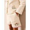 Wildflower Embroidered Scallop Edge Shorts, Cream - Shorts - 3 - thumbnail