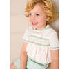 Wimbledon Stripe Hand Smocked Peter Pan Collar Two Piece Set, Green - Mixed Apparel Set - 5