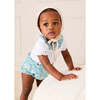 Leontyne Floral Ruffle Collar Lace Detail Bodysuit, Blue Made with Liberty Fabric - Onesies - 3