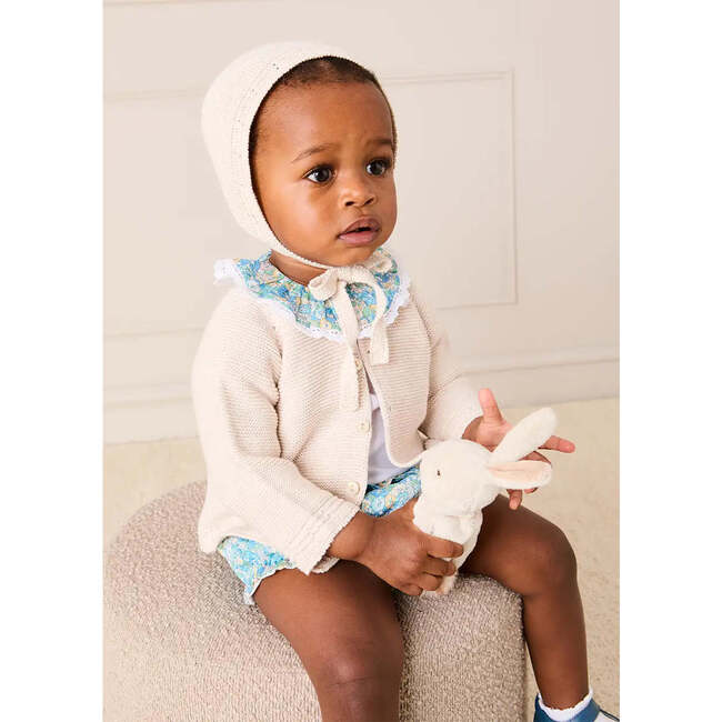 Leontyne Floral Ruffle Collar Lace Detail Bodysuit, Blue Made with Liberty Fabric - Onesies - 4