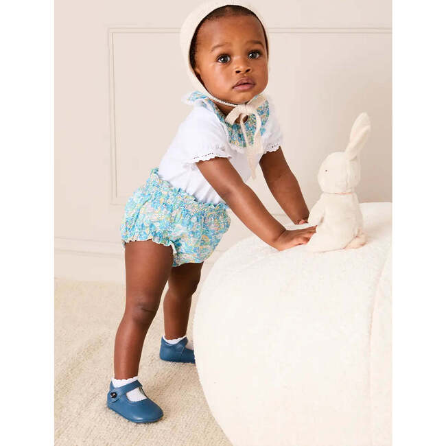 Leontyne Floral Ruffle Collar Lace Detail Bodysuit, Blue Made with Liberty Fabric - Onesies - 5
