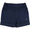 Insignia Elasticated Waist Turn-up Shorts, Navy - Shorts - 1 - thumbnail
