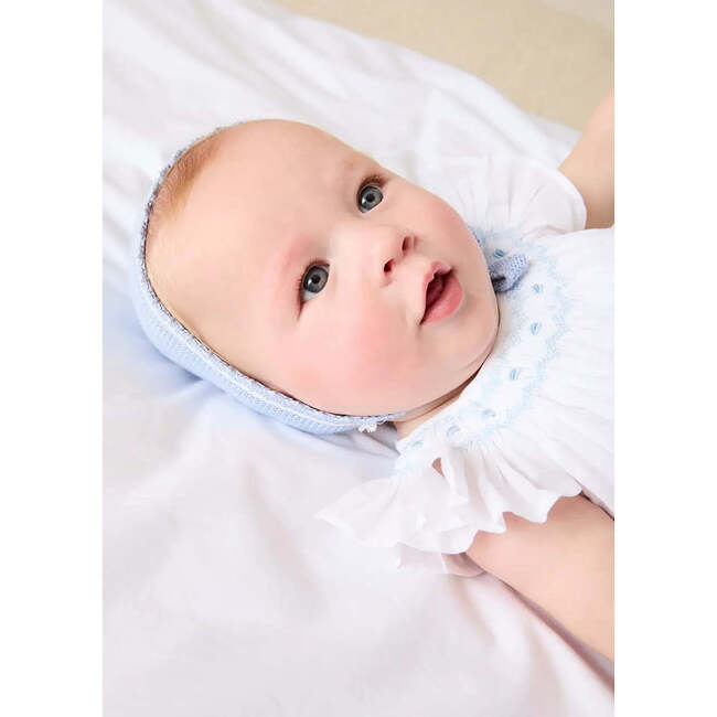 Hand Smocked Romper, Blue - Rompers - 3