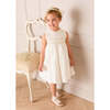 Hand Smocked Gold Embroidered Sleeveless Dress, Ivory - Dresses - 2