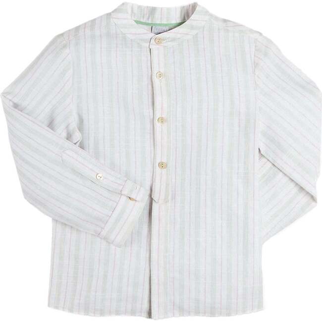 Hampton Stripe Mao Collar Shirt, Green