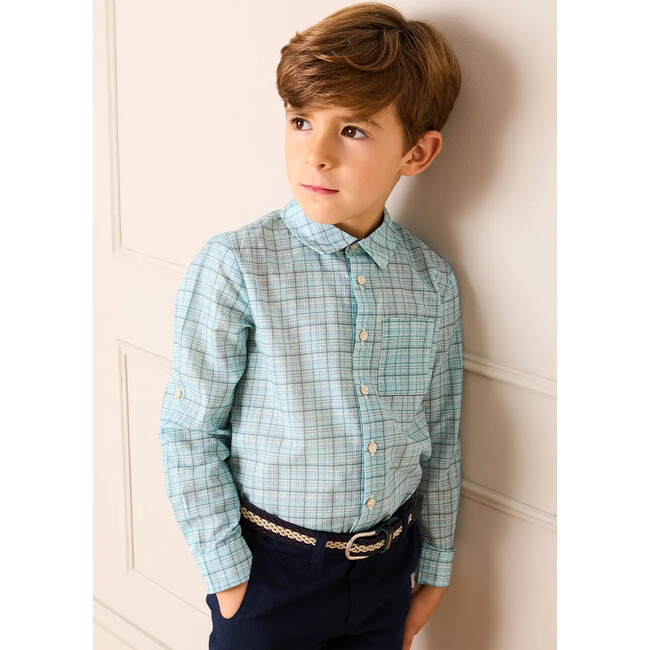 George Check Long Sleeve Shirt, Blue