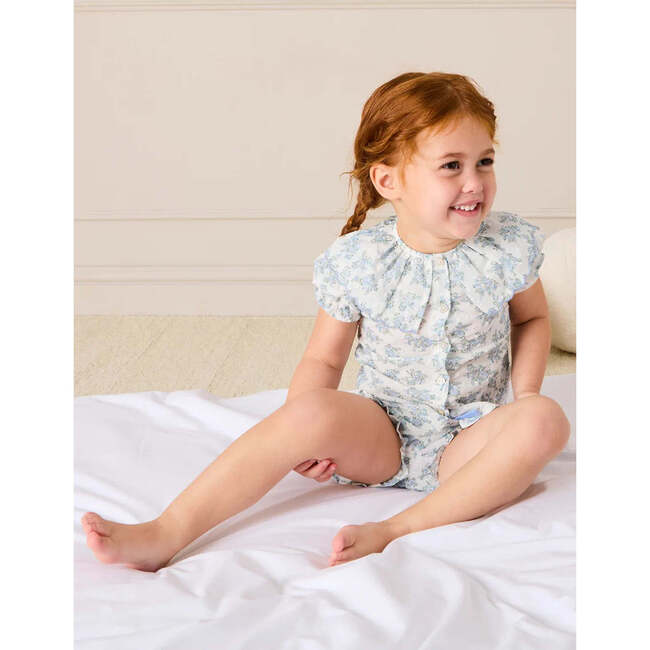 Esme Floral Swiss Voile Scallop Collar Pajamas, Blue - Pajamas - 3
