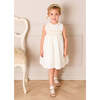 Hand Smocked Gold Embroidered Sleeveless Dress, Ivory - Dresses - 5