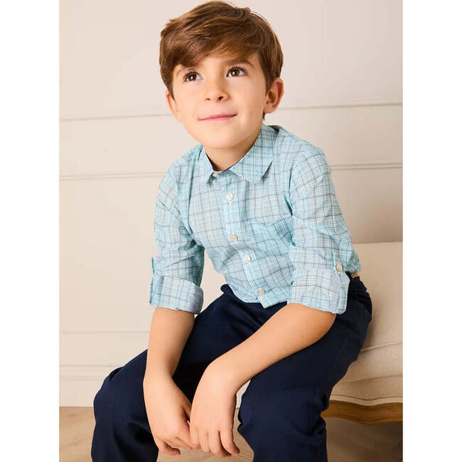 George Check Long Sleeve Shirt, Blue - Shirts - 3