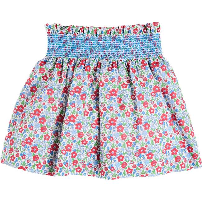 Emilia Floral Elasticated Waist Skirt, Red