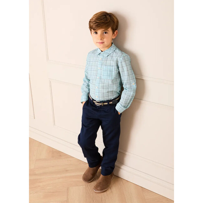 George Check Long Sleeve Shirt, Blue - Shirts - 4