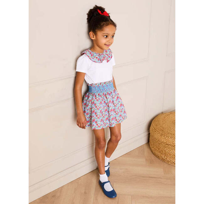 Emilia Floral Elasticated Waist Skirt, Red