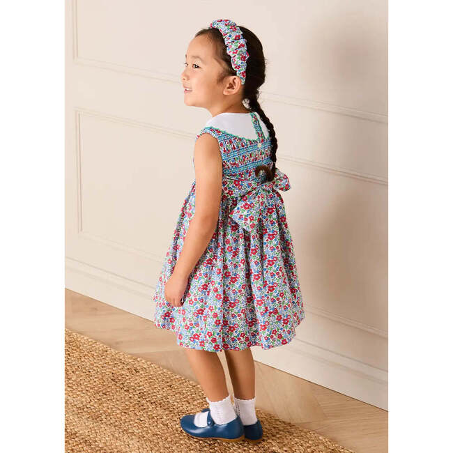 Emilia Floral Embroidered Collar Sleeveless Dress, Red - Dresses - 3