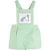 Elephant Embroidered Smocked Dungarees, Sage Green - Pants - 1 - thumbnail