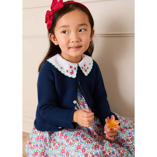 Emilia Floral Embroidered Collar Sleeveless Dress, Red - Dresses - 4