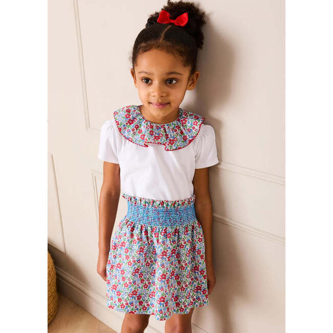 Emilia Floral Elasticated Waist Skirt, Red - Skirts - 4