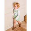 Elephant Embroidered Smocked Dungarees, Sage Green - Pants - 2 - thumbnail