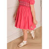 Hand Smocked Flower Embroidered Dress, Strawberry - Dresses - 4 - thumbnail