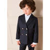 Double Breasted Wool Blazer Jacket, Navy - Jackets - 2
