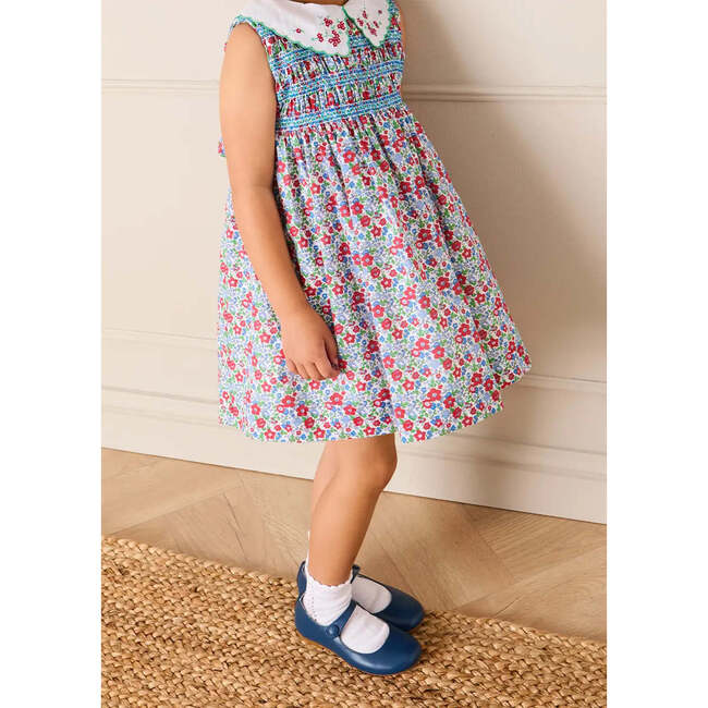 Emilia Floral Embroidered Collar Sleeveless Dress, Red - Dresses - 5