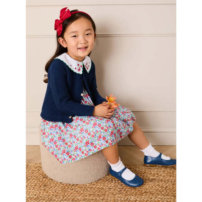 Emilia Floral Embroidered Collar Sleeveless Dress, Red - Dresses - 7