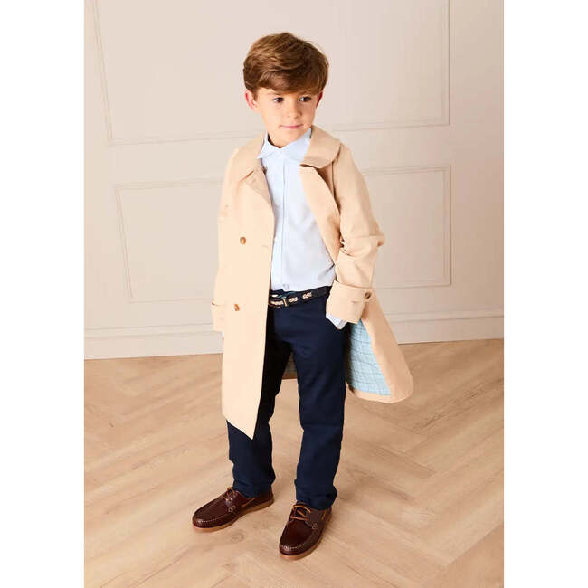 Double Breasted George Check Lined Rain Coat With Detachable Hood, Beige - Raincoats - 3