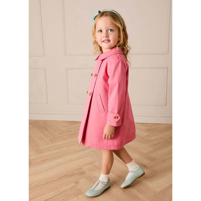 Double Breasted Margaret Floral Lined Rain Coat, Raspberry - Raincoats - 5