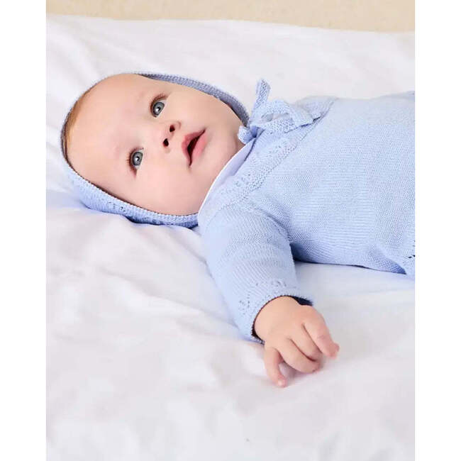 Diamond Openwork Three Piece Knitted Set, Light Blue - Mixed Apparel Set - 3