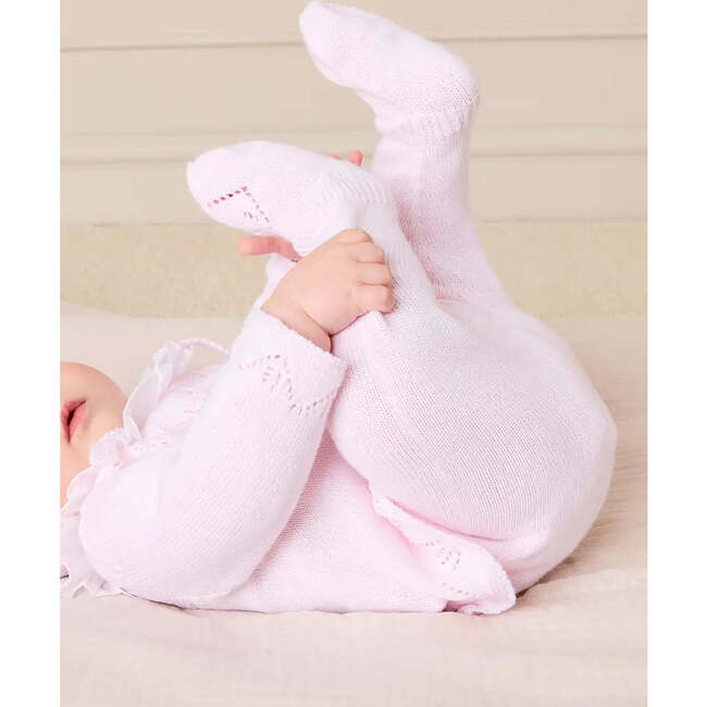 Diamond Openwork Three Piece Knitted Set, Baby Pink - Mixed Apparel Set - 3