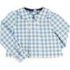 Darby Gingham Button Detail Long Sleeve Shirt, Blue - Button Downs - 1 - thumbnail