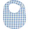 Darby Gingham Scallop Edge Lined Bib, Blue - Bibs - 1 - thumbnail