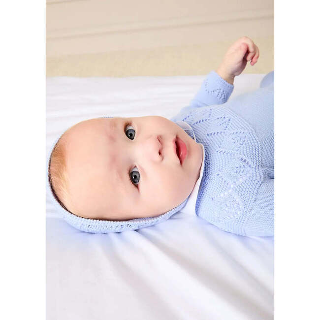 Diamond Openwork Three Piece Knitted Set, Light Blue - Mixed Apparel Set - 5