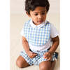 Darby Gingham Scallop Edge Lined Bib, Blue - Bibs - 2