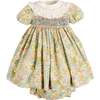 Charlotte Floral Hand Smocked Embroidered Collar Short Sleeve Dress With Bloomers, Green - Dresses - 1 - thumbnail