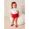 Dahlia Petal Collar Short Sleeve Two Piece Set, Red - Mixed Apparel Set - 2