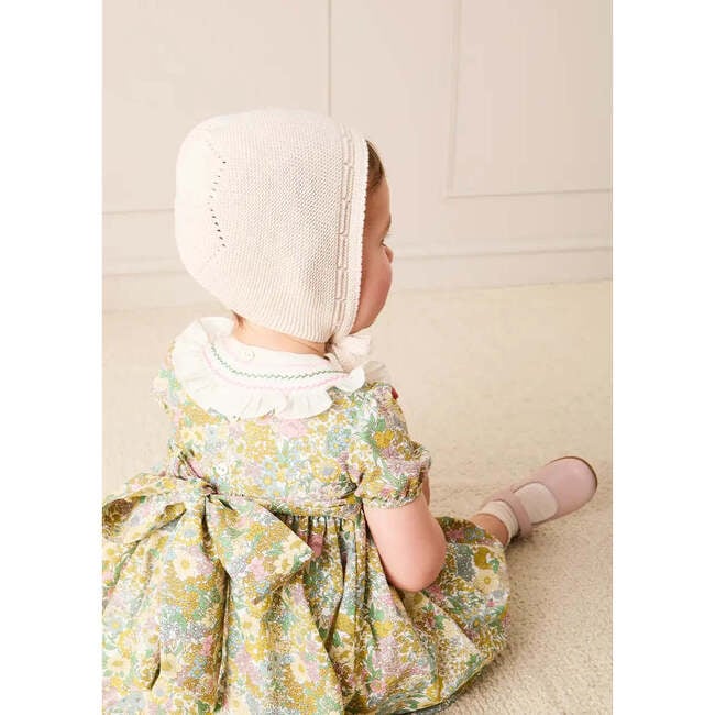 Charlotte Floral Hand Smocked Embroidered Collar Short Sleeve Dress With Bloomers, Green - Dresses - 5