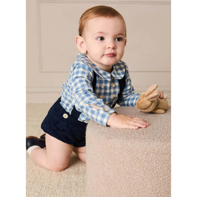 Darby Gingham Button Detail Long Sleeve Shirt, Blue - Button Downs - 6