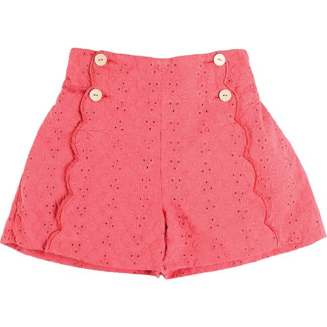 Broderie Anglaise High Waisted Shorts, Strawberry