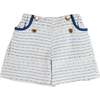 Brighton Boucle Tweed Gold Button Shorts, Blue - Shorts - 1 - thumbnail