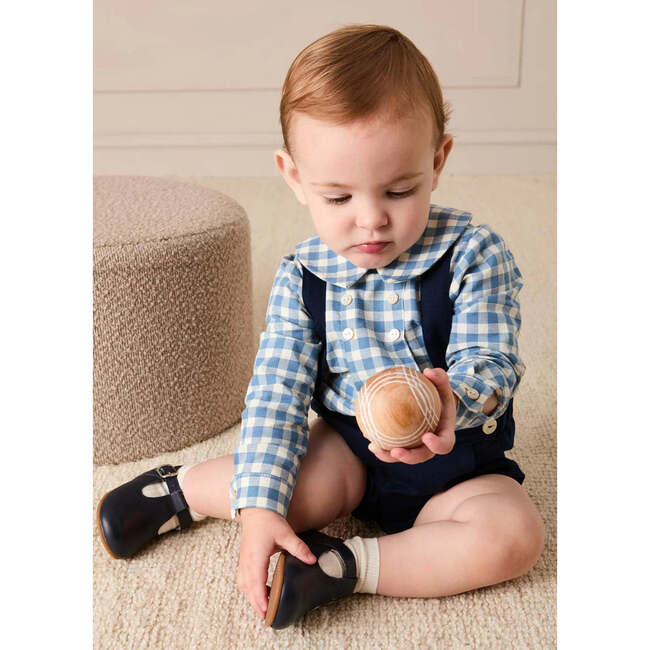 Darby Gingham Button Detail Long Sleeve Shirt, Blue - Button Downs - 7