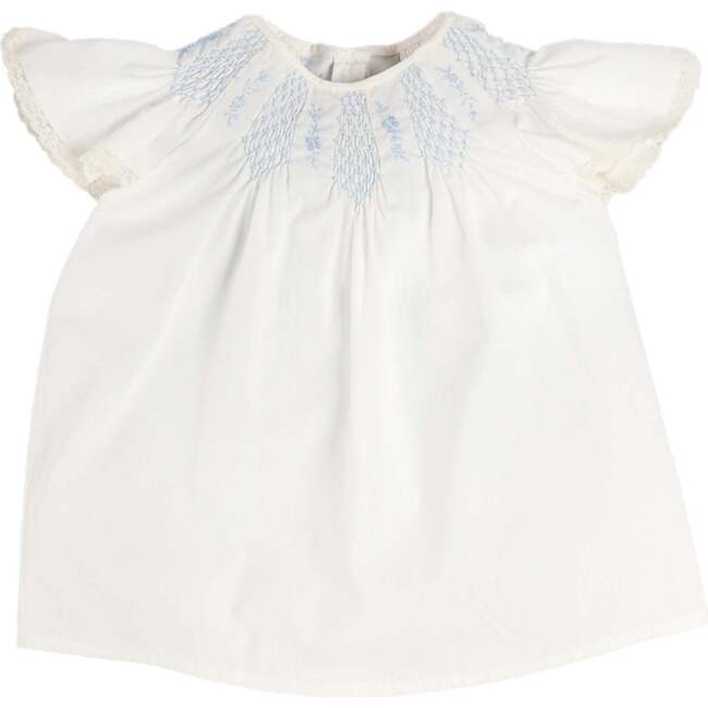 Butterfly Embroidered Lace Detail Cap Sleeve Blouse, White