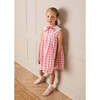 Catherine Gingham Embroidered Sleeveless Trapeze Dress, Pink - Dresses - 6