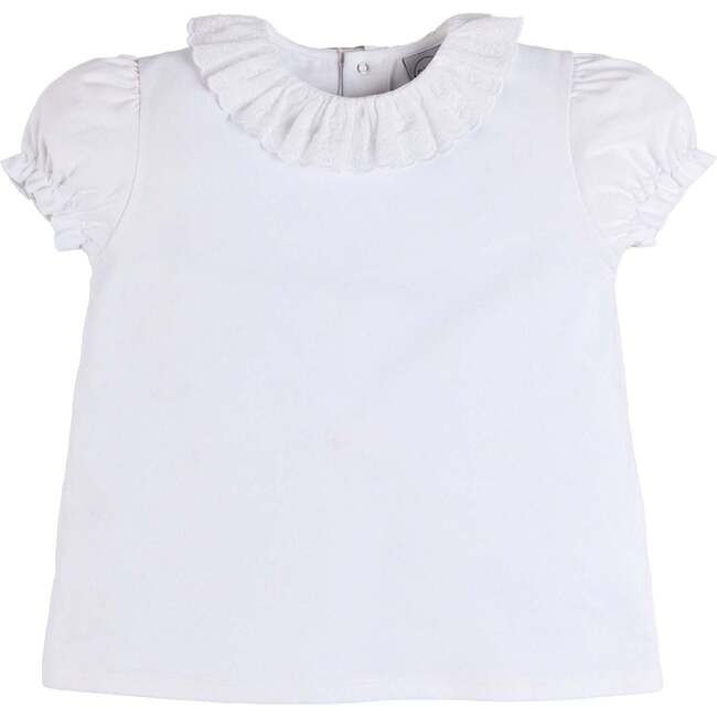 Broderie Anglaise Frill Collar Top, White