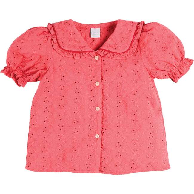 Broderie Anglaise Mariner Collar Blouse, Strawberry