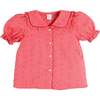 Broderie Anglaise Mariner Collar Blouse, Strawberry - Blouses - 1 - thumbnail
