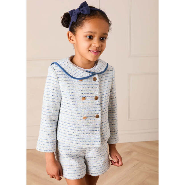 Brighton Boucle Tweed Gold Button Shorts, Blue - Shorts - 3