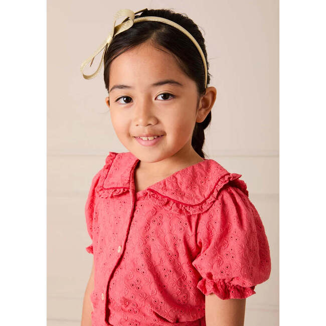 Broderie Anglaise Mariner Collar Blouse, Strawberry - Blouses - 3