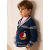 Boat Motif Knitted Cardigan, Navy - Cardigans - 2 - thumbnail